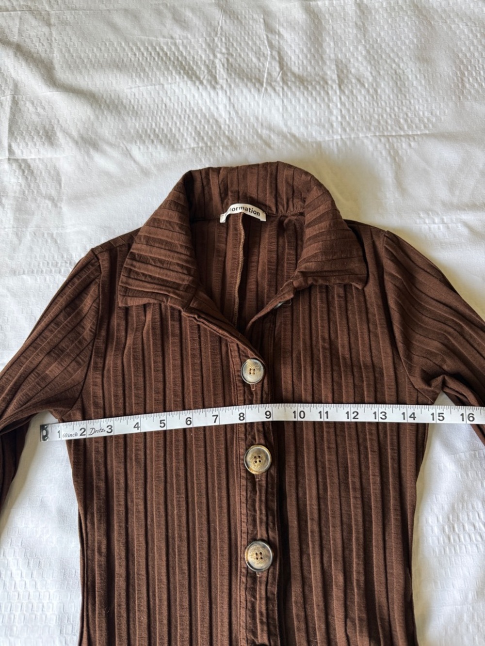 Reformation Chocolate Brown Ribbed Button-Down Mini Dress - Picture 7 of 10